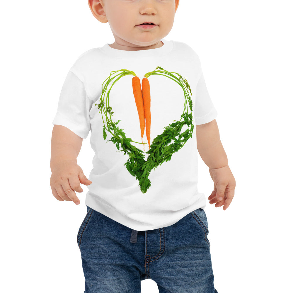 Carrot Heart Baby Jersey Short Sleeve T Shirt White Front