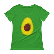 Load image into Gallery viewer, Avocado Women&#39;s Scoopneck Cotton T Shirt Green Apple Front