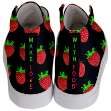 Load image into Gallery viewer, Black Strawberry Kids Hi-top shoe back