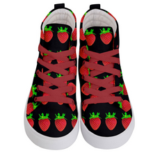 Load image into Gallery viewer, Black Strawberry Kids Hi-top shoe top