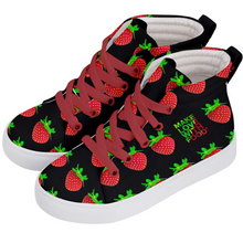 Load image into Gallery viewer, Black Strawberry Kids Hi-top shoe side 2