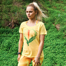 Load image into Gallery viewer, Carrot Heart Women&#39;s Scoopneck Cotton T Shirt Lemon Zest Front