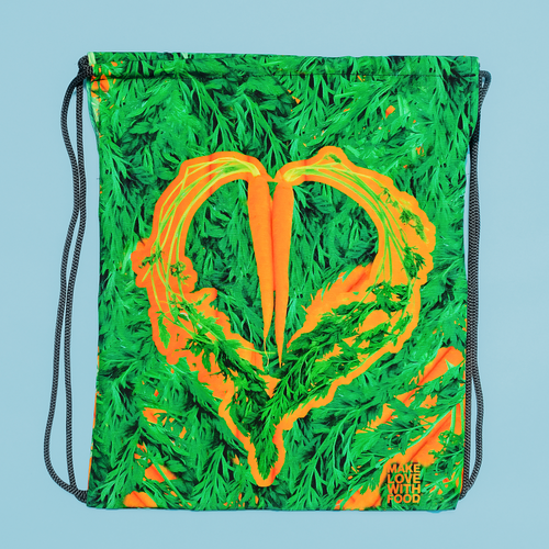 Carrot Heart Drawstring Bag