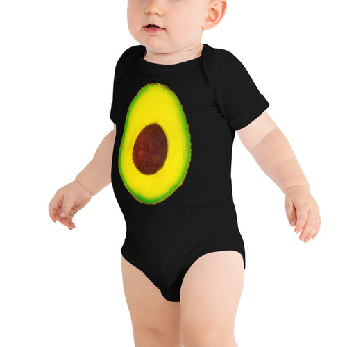 Avocado Baby Short Sleeve Cotton Onesie Black Front