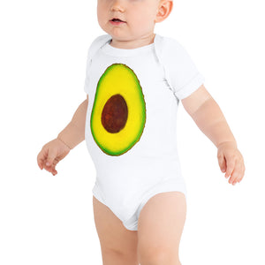 Avocado Baby Short Sleeve Cotton Onesie White Front