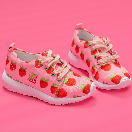 Pink Strawberry Kids Lightweight Sports Shoes Side