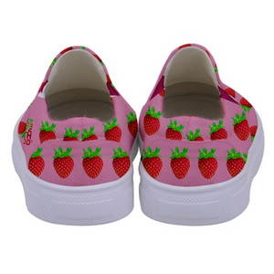 Pink Strawberry Kids Slip-On shoe back