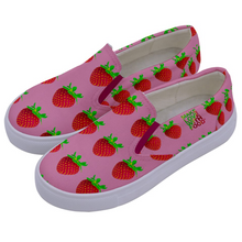 Load image into Gallery viewer, Pink Strawberry Kids Slip-On shoe side