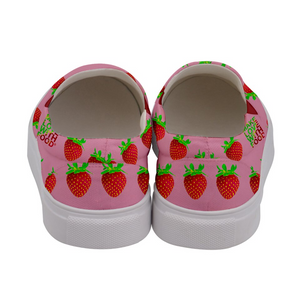 Pink Strawberry Women's Slip-On Shoe Back