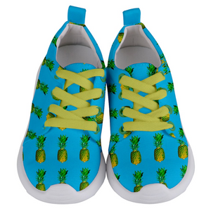 Sky Blue Pineapple Kids Lightweight Sports Shoes Front