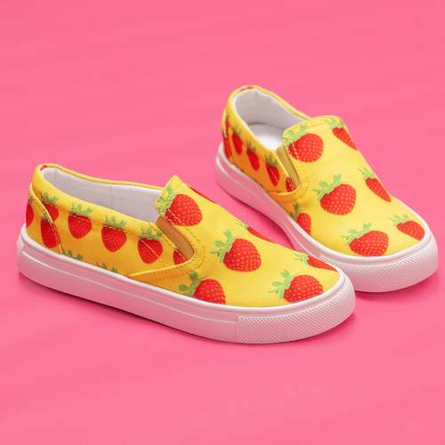 Yellow Strawberry Kids Slip-On shoe side