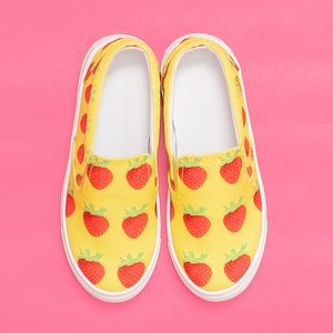 Yellow Strawberry Kids Slip-On shoe front