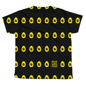 Avocado All Over Youth and Kids Short Sleeve T Shirt black back