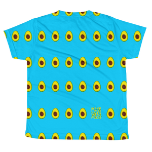 Avocado All Over Youth and Kids Short Sleeve T Shirt blue back