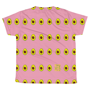Avocado All Over Youth and Kids Short Sleeve T Shirt pink back