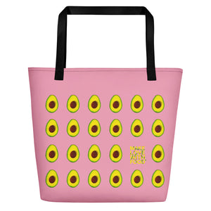 Pink Avocado Women's Large Beach Bag