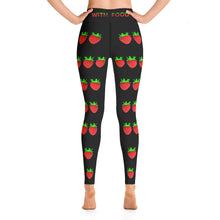 Load image into Gallery viewer, Strawberry Women&#39;s Yoga Workout Leggings Black Back