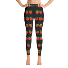 Load image into Gallery viewer, Strawberry Women&#39;s Yoga Workout Leggings Black Front