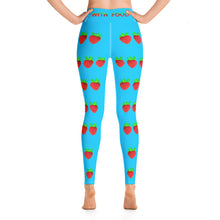 Load image into Gallery viewer, Strawberry Women&#39;s Yoga Workout Leggings Blue Back