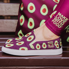 Load image into Gallery viewer, maroon avocado slip on women&#39;s shoes by make love with food