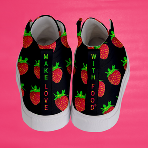 Women's black strawberry shoes back
