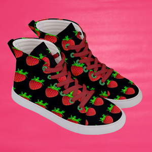 Women's black strawberry shoes right