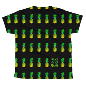 Pineapple All Over Youth and Kids Short Sleeve T Shirt black back