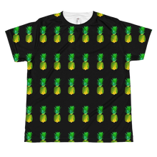 Load image into Gallery viewer, Pineapple All Over Youth and Kids Short Sleeve T Shirt black front
