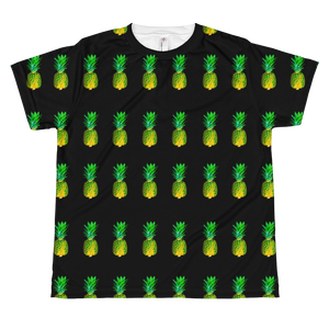 Pineapple All Over Youth and Kids Short Sleeve T Shirt black front