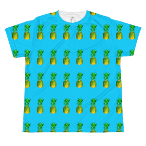 Pineapple All Over Youth and Kids Short Sleeve T Shirt blue front