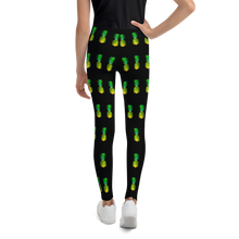 Load image into Gallery viewer, Pineapple Youth and Kids Leggings Black back
