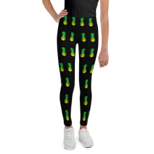 Load image into Gallery viewer, Pineapple Youth and Kids Leggings Black front