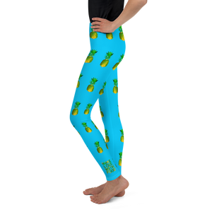 Pineapple Youth and Kids Leggings Blue side