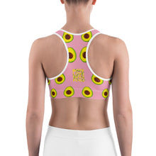 Load image into Gallery viewer, Pink avocado women&#39;s yoga sports bra back