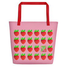 Load image into Gallery viewer, Pink Strawberry Women&#39;s Large Beach Bag