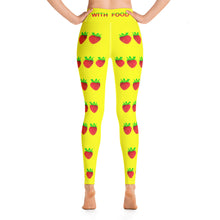 Load image into Gallery viewer, Strawberry Women&#39;s Yoga Workout Leggings Yellow Back